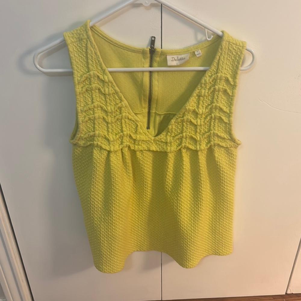 Deletta Yellow Ruffled Sleeveless Tank Top